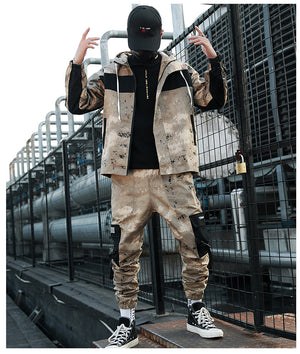 Discover the Ultimate Men's Loose Tooling Camouflage Jacket Suit